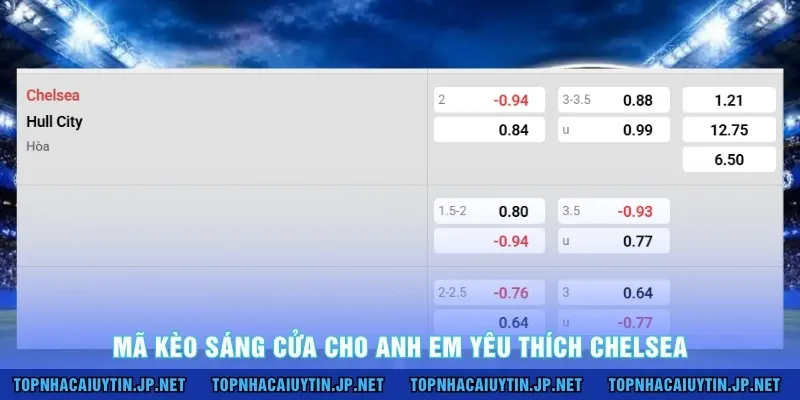 Mã kèo sáng cửa cho anh em yêu thích Chelsea